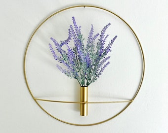 modern wall decor vase wall hanging boho wall decor faux flower wall planter brass wall decor modern hoop wreath lavender wall air plant