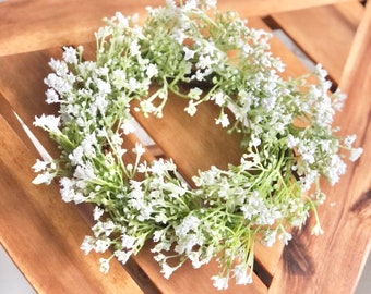 babys breath wreath small spring wreath baby's breath decor mini wreath babies breath small wreath baby's breath candle wreath wedding decor