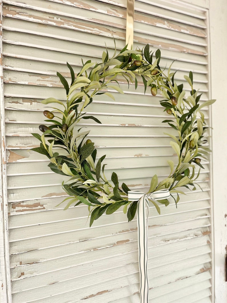 olive tree hoop wreath olive tree wreath front door modern wreath olive wreath modern wreath front door greenery wreath simple door wreath image 3