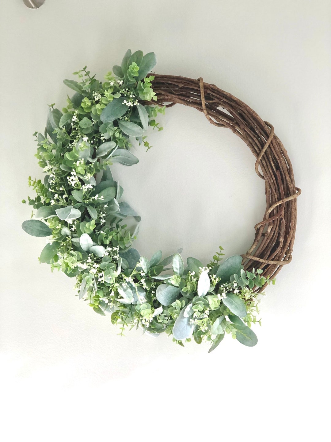 Wreaths for Front Door Year Round Wreath Eucalyptus Lambs Ear Wreath ...
