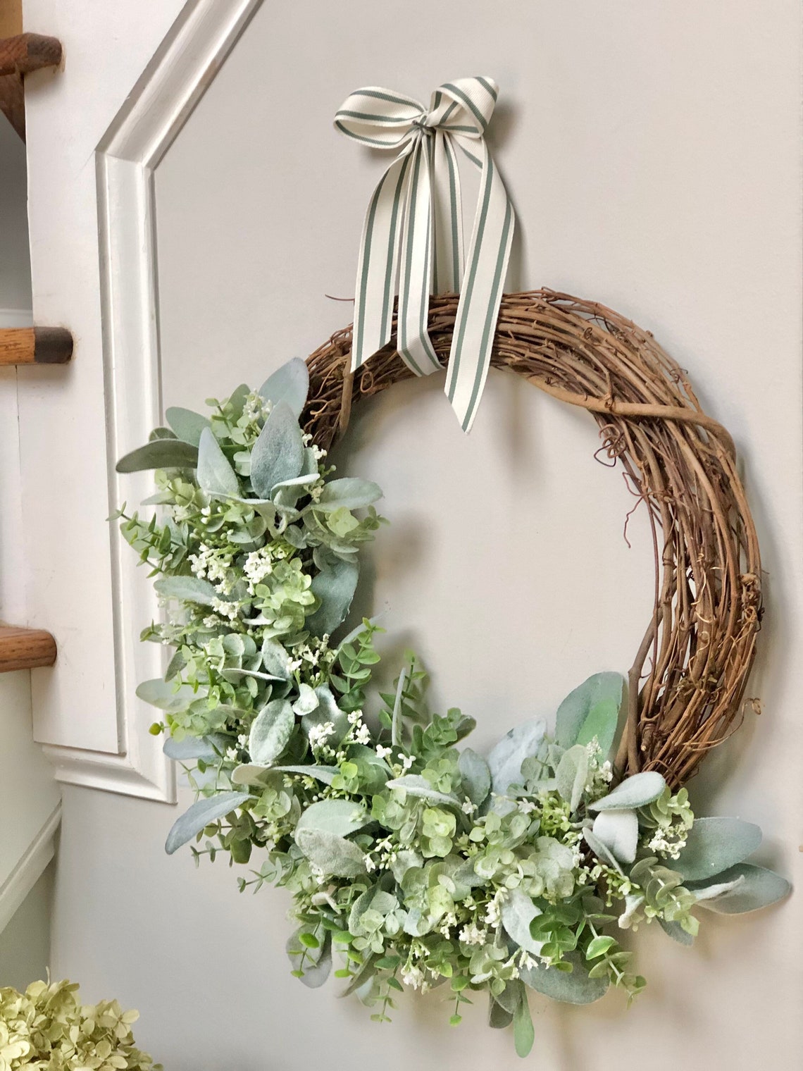 Wreaths for Front Door Year Round Wreath Eucalyptus Lambs Ear Wreath ...