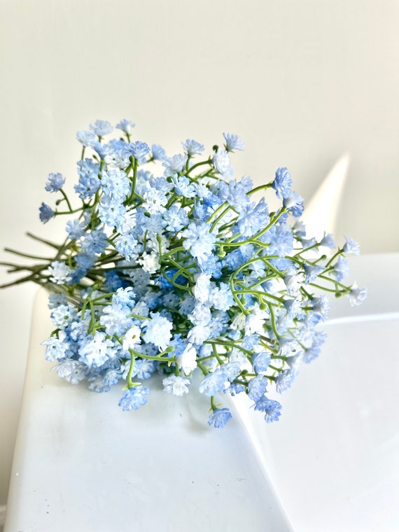 Faux Baby's Breath Blue Small Flowers Faux Fake Babies Breath Artifical Babys  Breath Small Flower Boquet Wedding Blue Floral Home Decor 