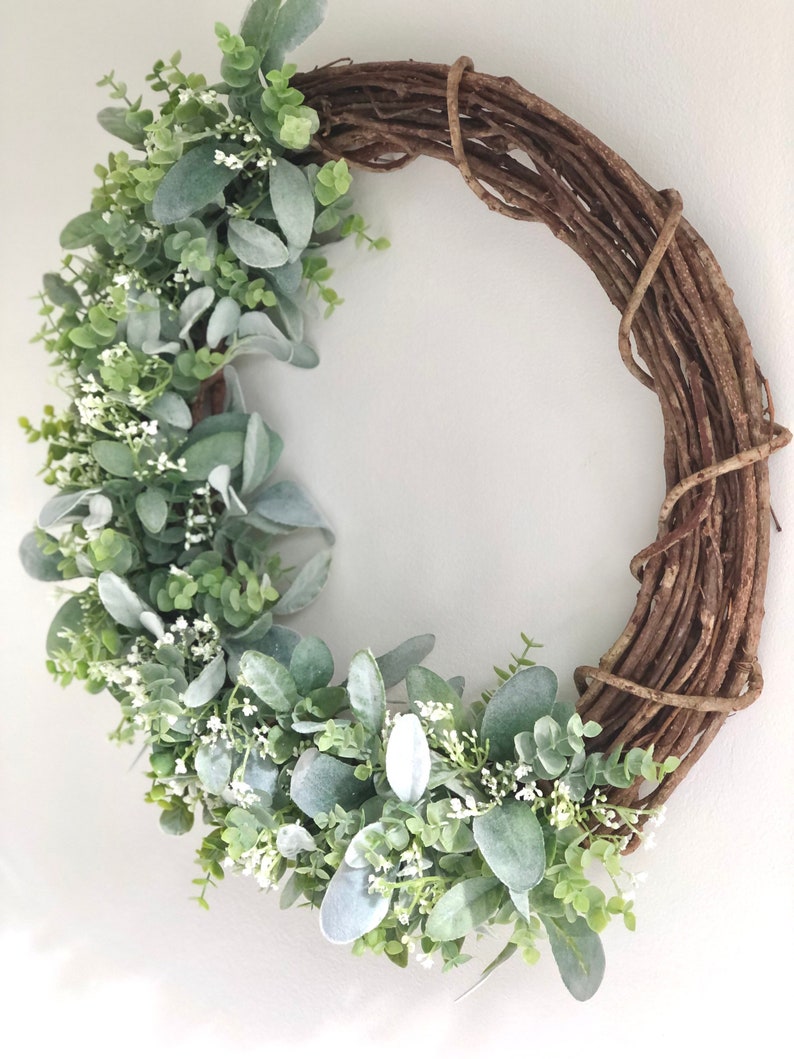 Wreaths for Front Door Year Round Wreath Eucalyptus Lambs Ear Wreath ...