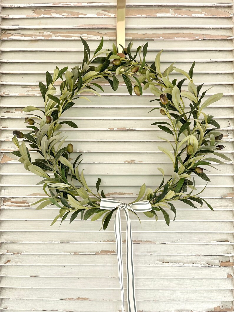 olive tree hoop wreath olive tree wreath front door modern wreath olive wreath modern wreath front door greenery wreath simple door wreath image 4