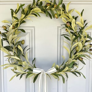 olive tree hoop wreath olive tree wreath front door modern wreath olive wreath modern wreath front door greenery wreath simple door wreath image 2
