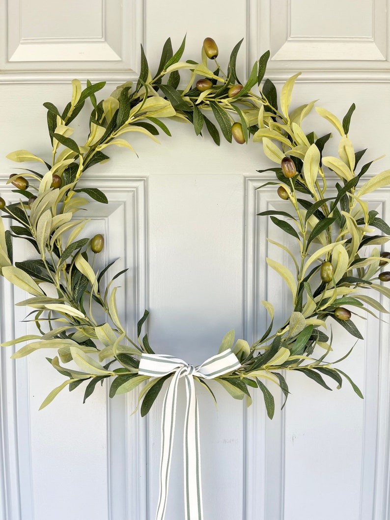 olive tree hoop wreath olive tree wreath front door modern wreath olive wreath modern wreath front door greenery wreath simple door wreath image 2