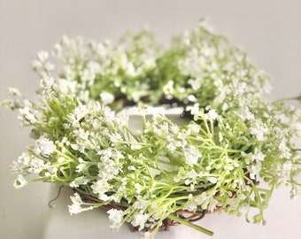 baby breath centerpiece babys breah mini wreath candle babys breath wedding decor babies breath centerpiece candle wreath babys breath decor