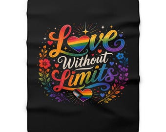 Liebe ohne Grenzen Sherpa Decke | Regenbogen Pride Herz LGBTQ Design