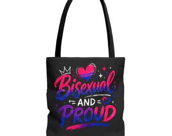 Bisexuell und stolz Einkaufstasche Pride Heart Typografie, Regenbogenschrift