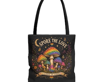 Spore the Love Pilz Regenbogen Design Einkaufstasche | Liebe ist Liebe Illustration