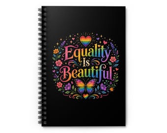 Gleichheit ist schön Spiralblock | Regenbogen Pride Floral Liniertes Journal