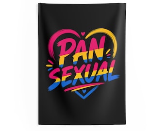 Pansexual Pride Herz Indoor Wandteppich | Farben der Pansexuellen Flagge