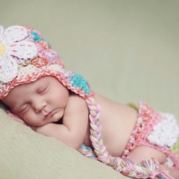 Crochet Baby Pattern, PDF Instant Download Baby Hat and Diaper Cover Pattern, Baby Girl Accessories