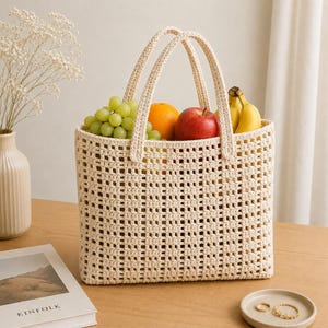 Fresh Mesh Crochet Tote Bag Pattern PDF, Easy Crochet Shoulder Bag Pattern, Handmade Bag Pattern, Step-by-Step Guide, Instant Download