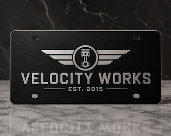 Custom Laser Engraved License Plate, Personalized Aluminum Plate, Custom Logo Sign, Garage Decor, Business Plate 12x6