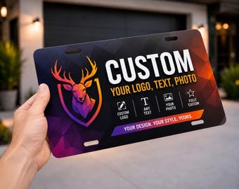 Custom License Plate, Personalized Aluminum Plate, Upload Your Logo Photo Text, 12x6 UV Printed Front Car Plate, Custom Gift