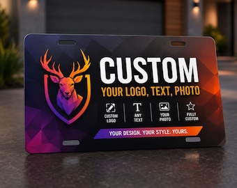 Personalized Aluminum License Plate, Custom Logo Photo Text Plate, 12x6 UV Printed Metal Sign, Custom Car Tag Gift
