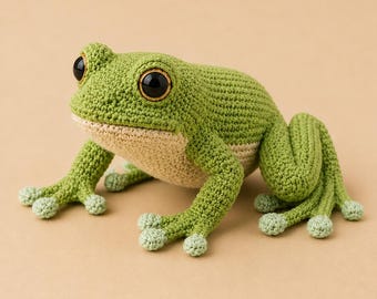 Laubfrosch Häkelanleitung, Realistische Amigurumi Amphibie, Grün Plüschtier, PDF Anleitung, Wald Regal Dekor, Sofort Download Geschenk