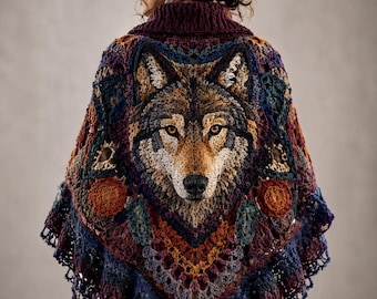 Wolf Schal häkeln: Boho Dreieckstuch, Boho Dreieckstuch, Winter Accessoire, gemütliches Geschenk (PDF Download)