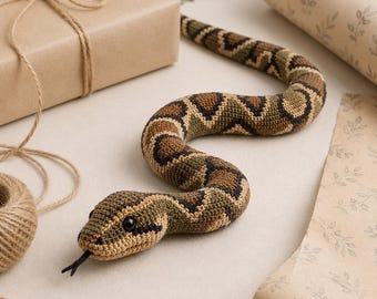 Schlange Amigurumi Häkelanleitung, Ball Python Plüschtier PDF, Reptil Stofftier