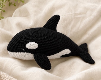 Modèle au crochet orque, amigurumi épaulard réaliste, créature marine mignonne PDF, tutoriel peluche océan, cadeau déco nautique pour chambre d'enfant