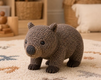 Wombat Häkelmuster, Amigurumi PDF Anleitung, Realistische Australische Tier Plüsch, Süßes Beuteltier Stofftier, Sofort Download Geschenk