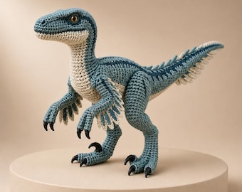 Velociraptor Häkelanleitung, Realistischer Dinosaurier Amigurumi, gefiedertes Plüsch PDF, Prähistorische Figur, Spielzeug, Sammlerstück, Geschenk für Kinder