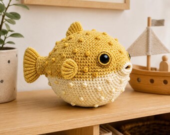 Kugelfisch Häkelanleitung: Amigurumi Kugelfisch Plüschtier, Kugelfisch, Muschel Deko, Muscheln, Deko (PDF Download)