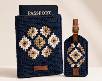 Passport Holder Crochet Pattern PDF, Matching Luggage Tag Tutorial, Boho Travel Accessories Digital Download