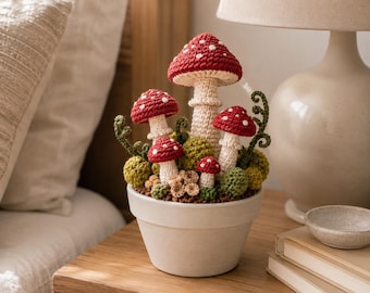 Topfpilz Garten Häkelanleitung, Feenkern Fliegenpilz Amigurumi PDF, Woodland Home Decor