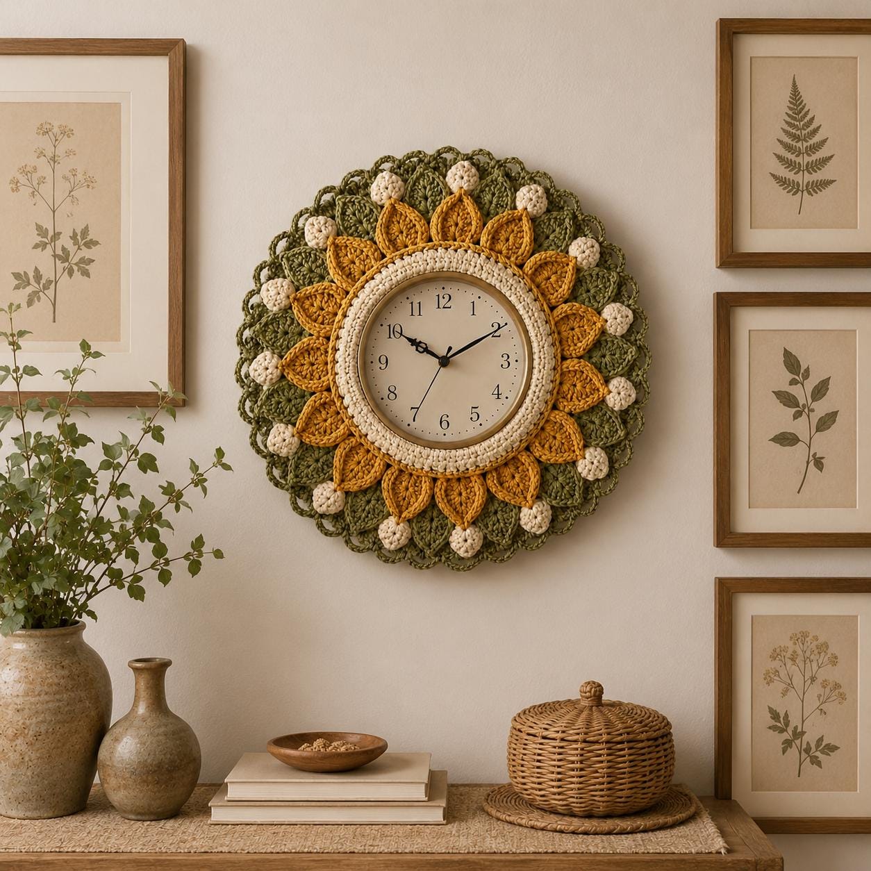 30 Crochet Clock Patterns That Keep Time in Handmade Style 10 Sunflower Wall Clock Crochet Pattern