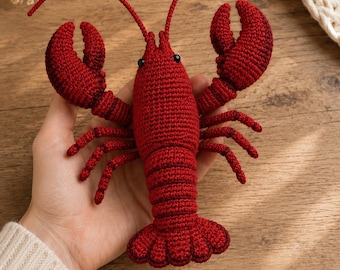 Lobster Crochet Pattern, Realistic Amigurumi Sea Creature, Cute Ocean Crustacean PDF, Coastal Nautical Plush Toy, Beach Decor Gift