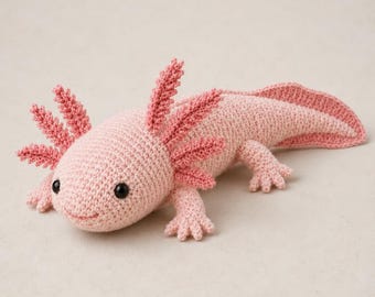 Axolotl Häkelanleitung, Realistischer Salamander Amigurumi, süßes Kawaii Plüschtier, PDF Anleitung, Haustier Geschenkidee