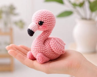 Flamingo Amigurumi Häkelanleitung, Pinker Vogel Plüschtier PDF, Tropisches Tier Softie