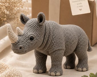Breitmaulnashorn Amigurumi Häkelanleitung PDF, Safari Häkelanleitung