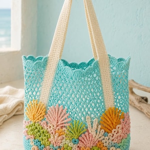 Coral Reef Lace Tote Crochet Pattern PDF, Bag Tutorial