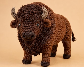 Amerikanischer Bison Amigurumi Häkelanleitung PDF, Buffalo Häkeltier, Prairie Wildtier Plüschtier