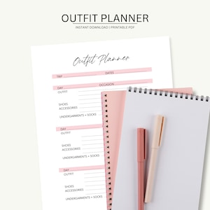 Planning Printable - Outfit Planning - Travel Printable / Packing Printable