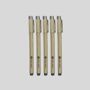 May include: Five beige pens with silver-colored metal tips and clips are arranged vertically. Each pen has the text "Spiral Bible" printed on the barrel. The pens are set against a light gray background.