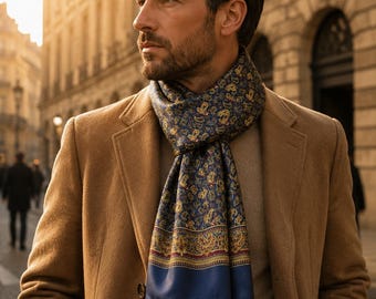 Maulbeerseidenschal für Männer, Vatertagsgeschenk, Luxus-Seidenschal, Herren-Business-Schal, Maulbeerseidenstoff Foulard, formelles Anzugzubehör