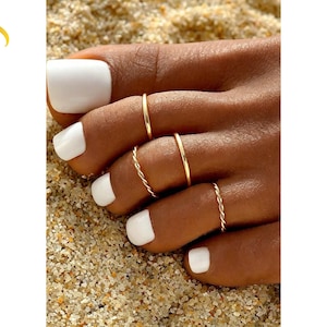 Gold Adjustable Toe Ring Set Minimalist Beach Toe Rings Hypoallergenic Jewelry
