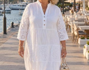 Plus Size Linen Dress 2XL 3XL | Boho Summer Midi Dress