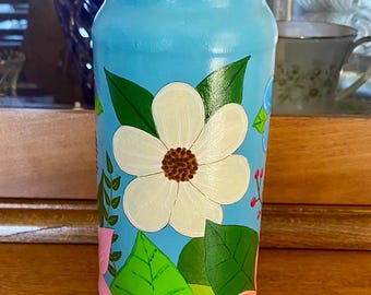 Hand Painted Jar with Lid-Floral