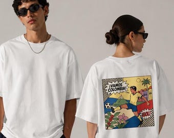 Maillot de football de la Colombie, cadeau pour les fans de la Coupe du monde 2026, t-shirt de football épais Pop Art, t-shirt esthétique pastel La Tricolore vintage