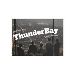 Tarjeta navideña con el horizonte de Thunder Bay / Impresión a doble cara, reverso de postal vintage