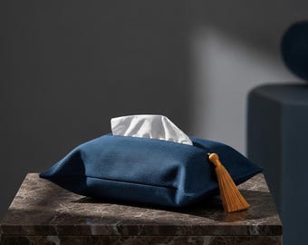 Copri scatola per fazzoletti in tessuto con nappe - Porta fazzoletti quadrato in stile boho per soggiorno, auto e ufficio - Accessorio d'arredo minimalista