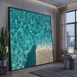 Sparkling Pool Water Canvas, Blue Ocean Waves Wall Art, Refreshing Summer Decor, Coastal Home Canvas, Relaxing Water Reflection Art