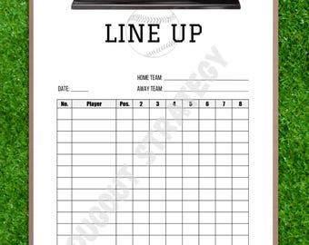 Utskrivbar softboll-dugout-tabell PDF, basebolluppställningsblad för inning för inning