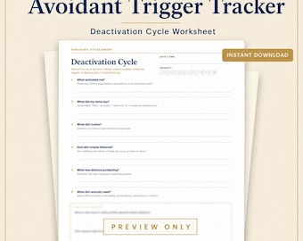 Avoidant Attachment Deactivation Cycle PDF, Therapy Worksheet for Emotional Distance, Therapist Client Printable, Instant Download