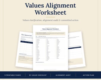 ACT Values Worksheet for Therapists | Values Clarification & Alignment | Acceptance and Commitment Therapy | Counseling Printable